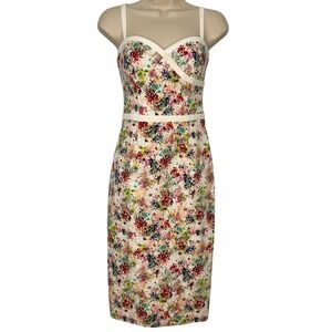 Black Halo Daria Floral Print Dress Sleeveless Sheath Cocktail Party Size 4